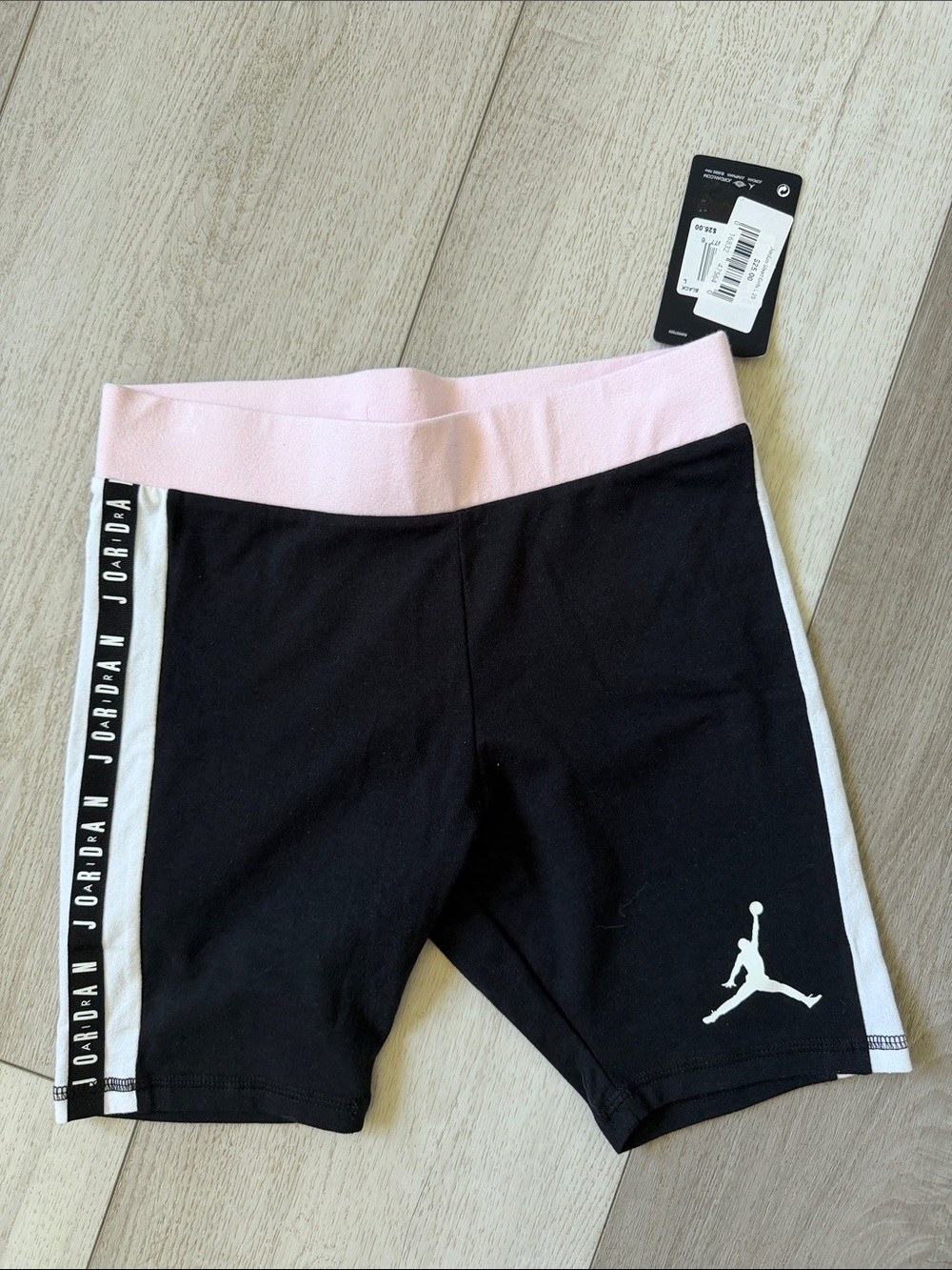 Jordan Black Bike Shorts with Pink Waistband and White Accents